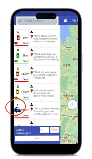 Profi KFZ Ortung - GPS Tracker für Auto mit Satelliten die exakte Aufzeichnung